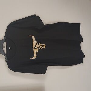 Shein new men's Large black and gold graphic bull horns shirt